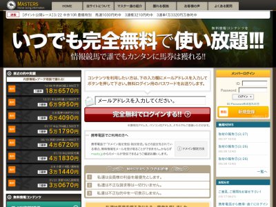 情報競馬マスターズ(MASTERS)　競馬予想サイト