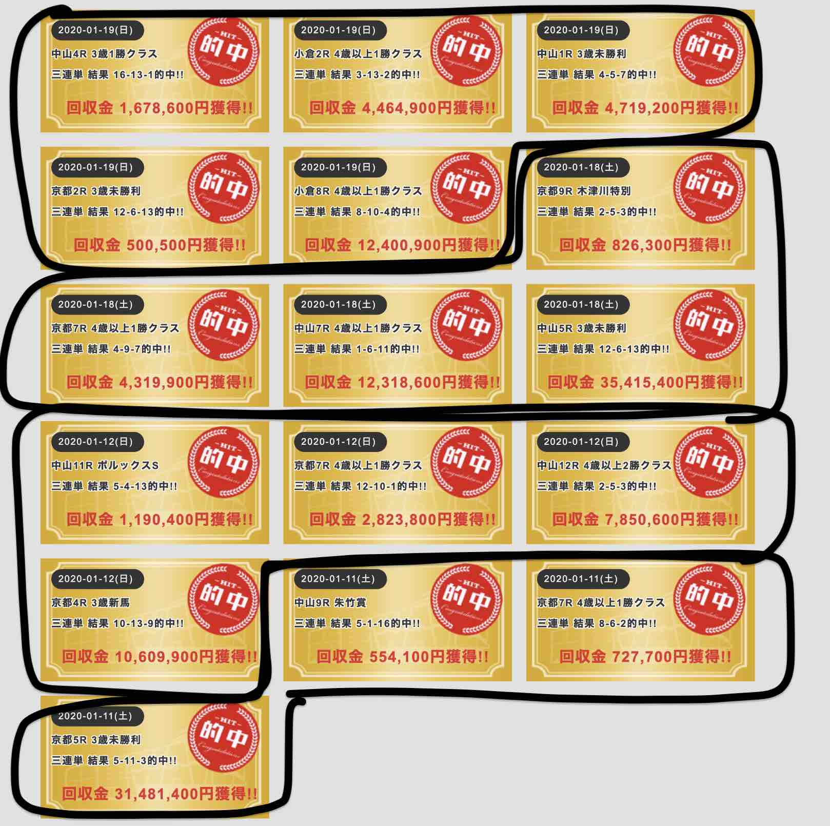 競馬WAVE(競馬ウェーブ) という競馬予想サイトの1月の実績