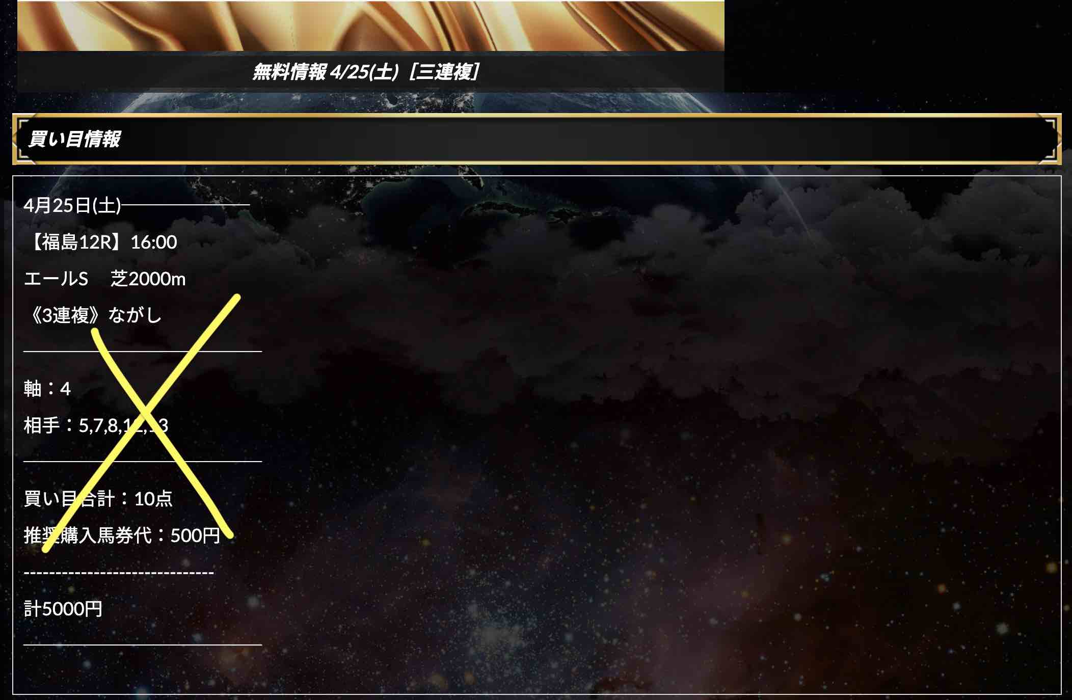 HORIZON(ホライズン)の無料情報(無料予想)三連複