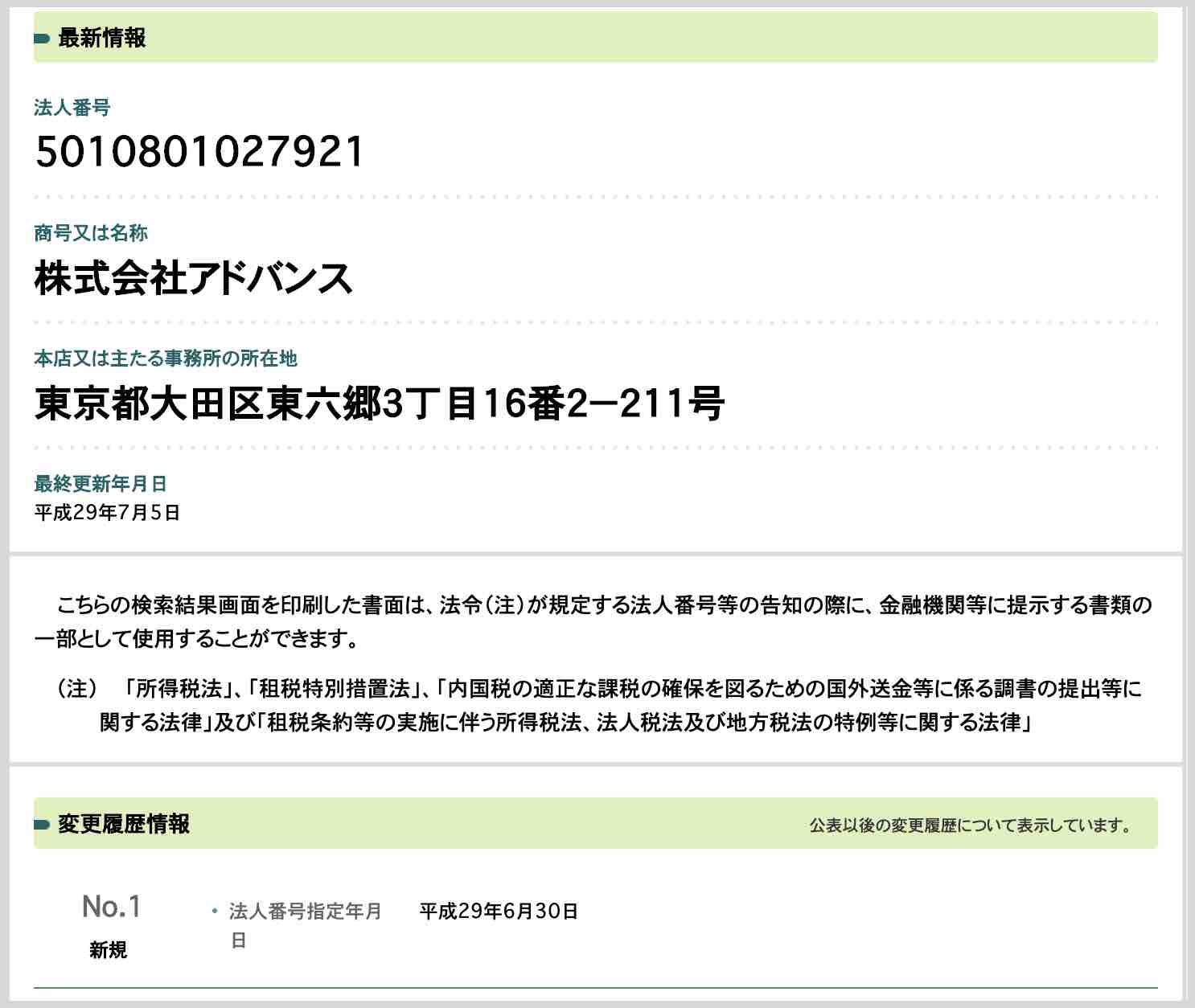 オウマナビという競馬予想サイトの情報を国税庁サイトで発見