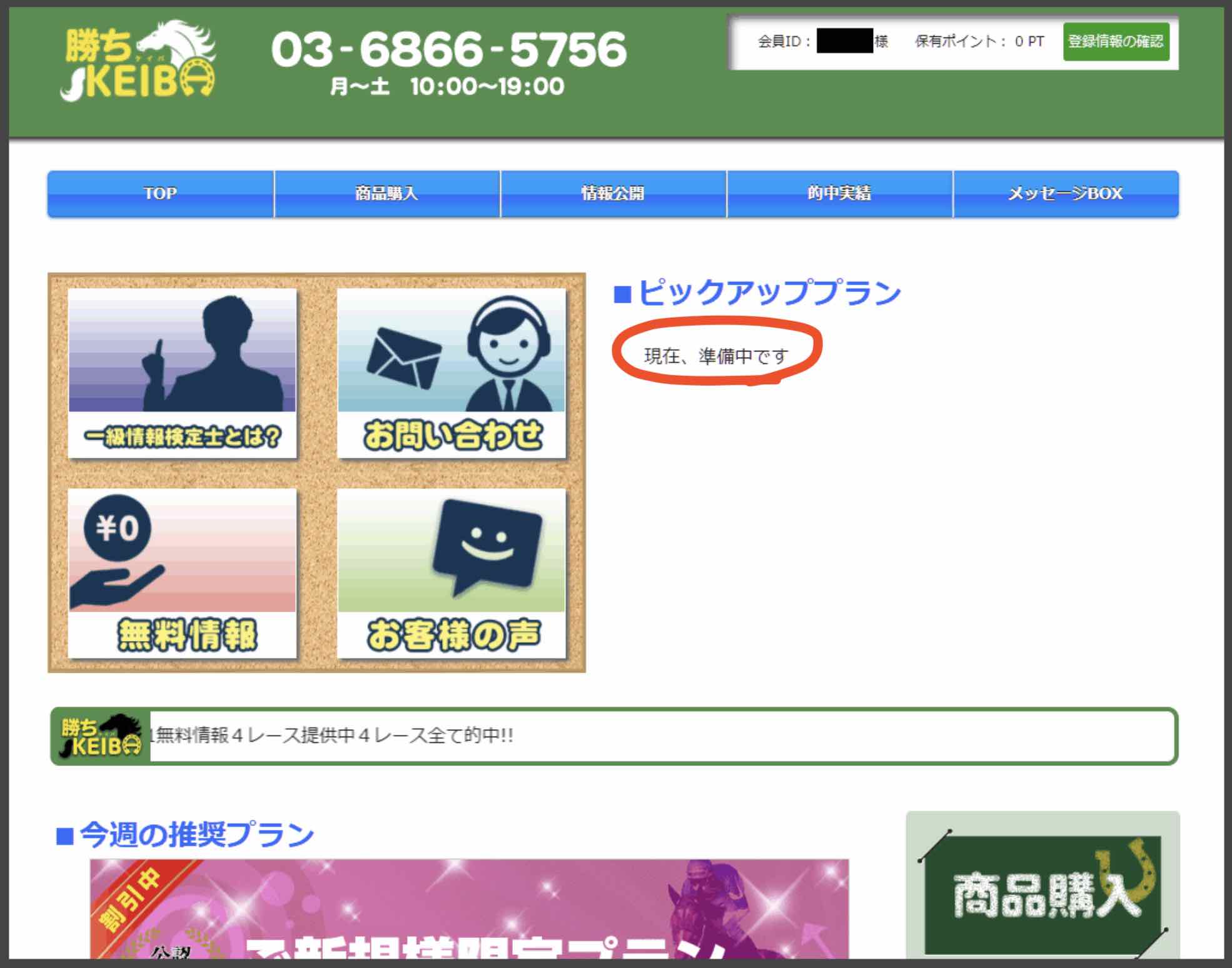 勝ちKEIBA(勝ち競馬)という競馬予想サイトは未完成