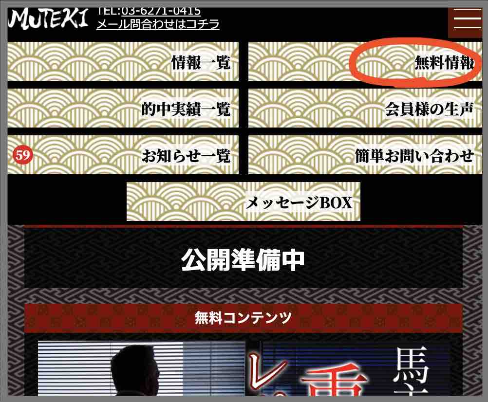 MUTEKIという競馬予想サイトの無料予想(無料情報)を確認する