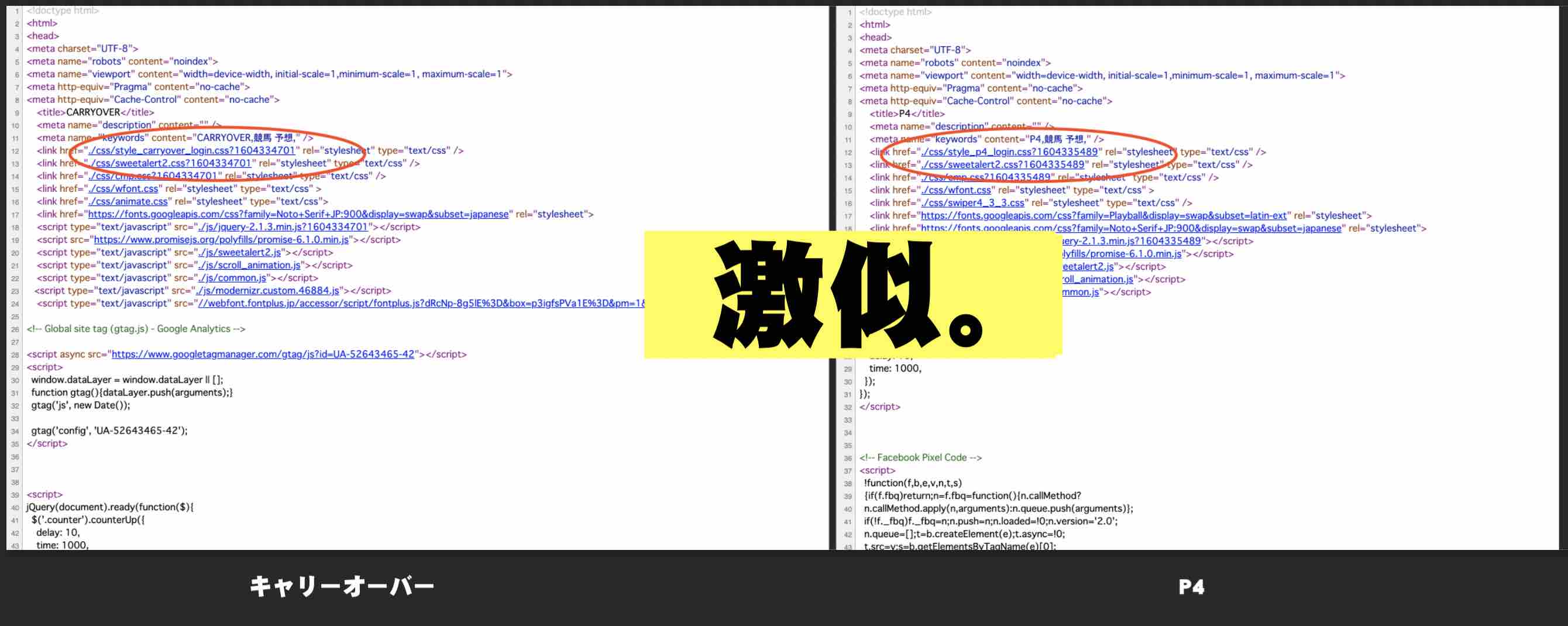 キャリーオーバー(CarryOver)とP4という競馬予想サイトのページソース