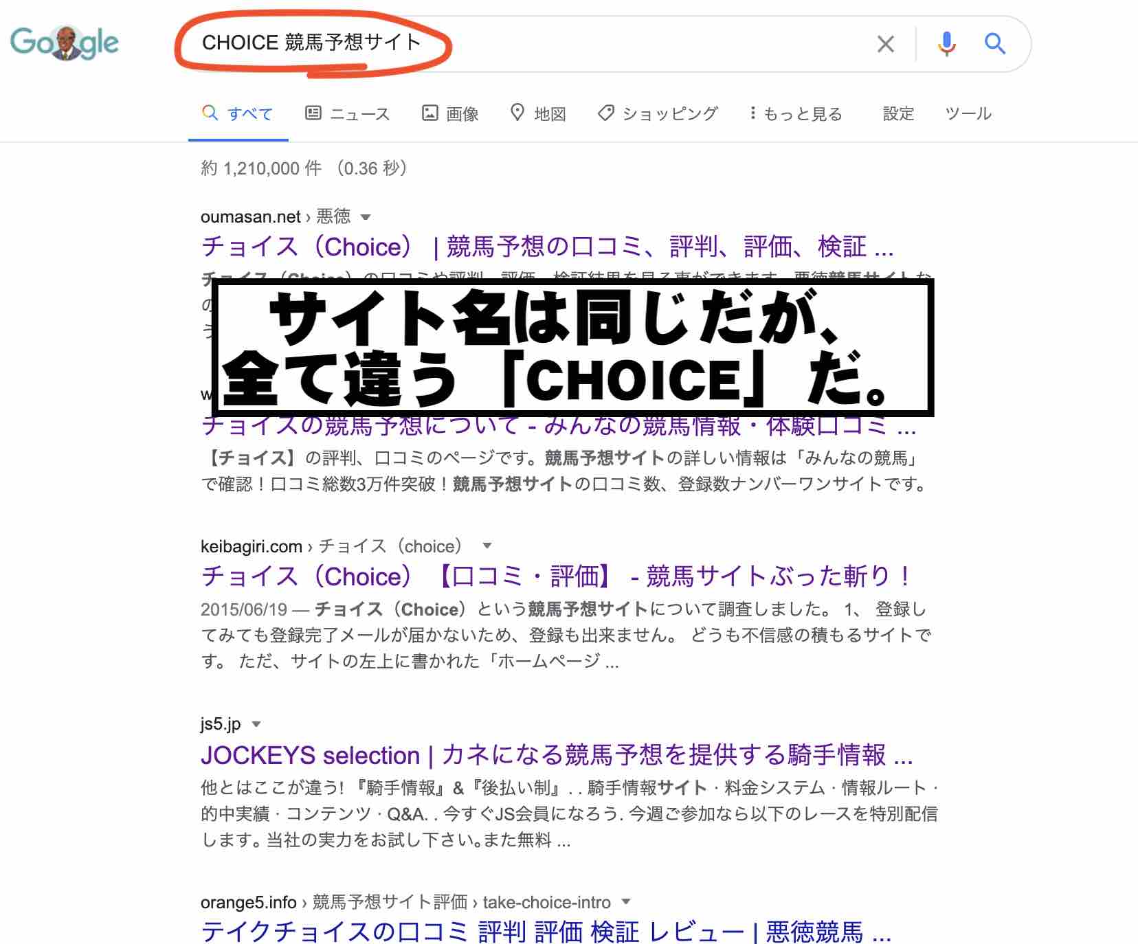 CHOICE(チョイス)という競馬予想サイトを検索