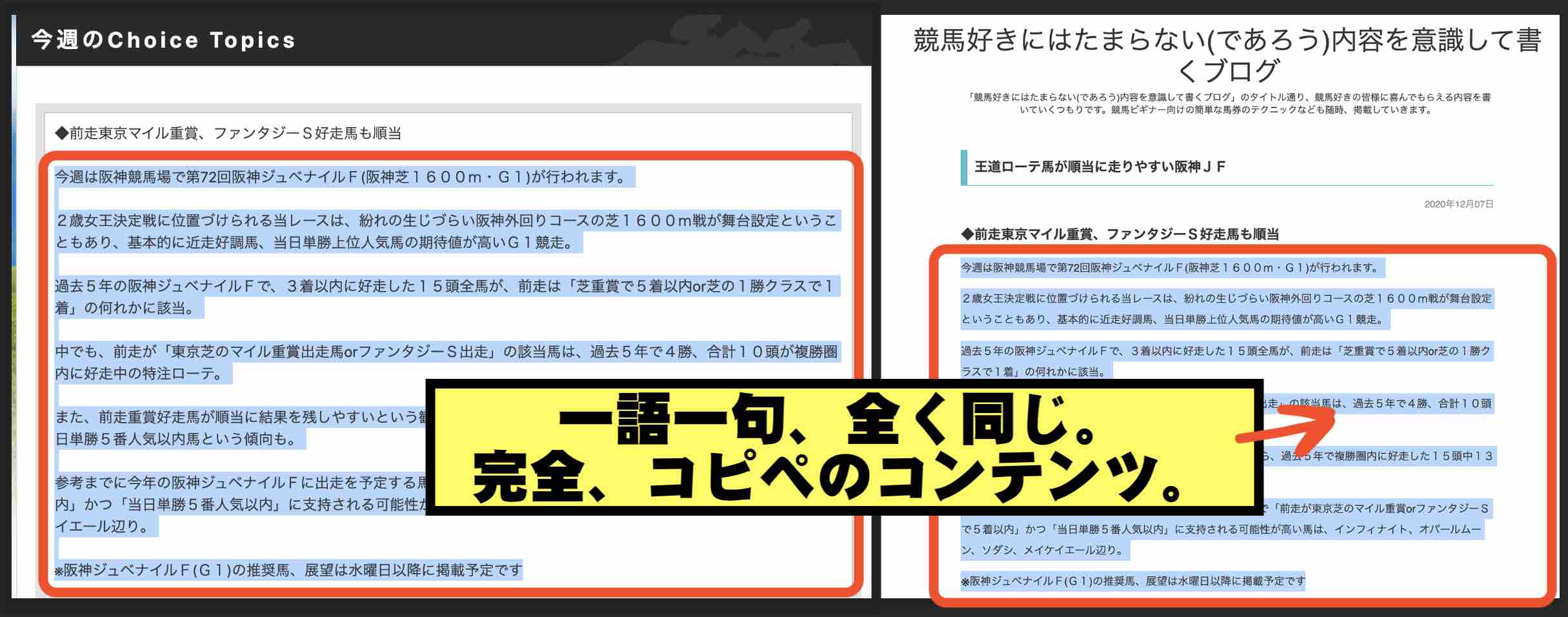 CHOICE(チョイス)という競馬予想サイトの無料コンテンツ_今週のチョイストピックスはコピペ