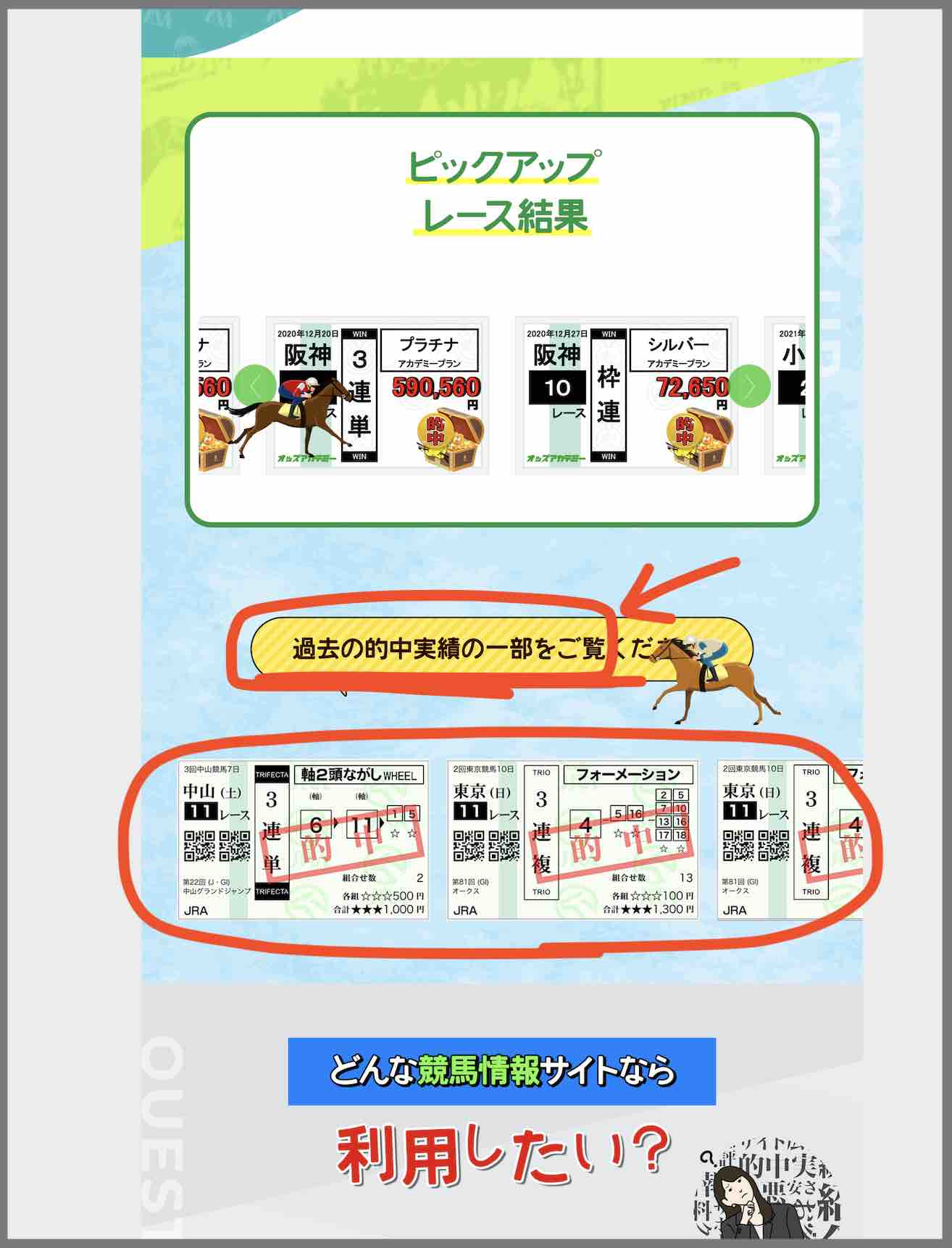 オッズアカデミーという競馬予想サイトの画像は嘘