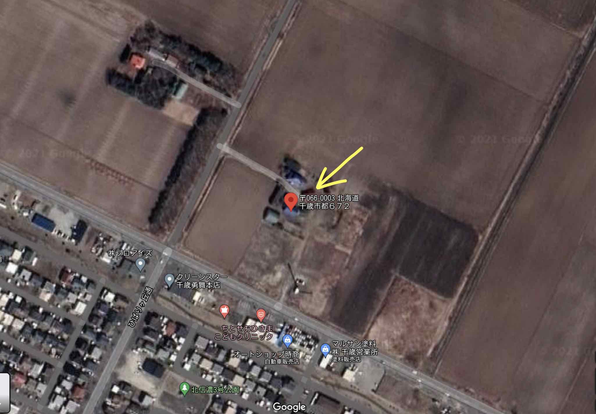 ノースインパクトという競馬予想サイトの住所の航空写真