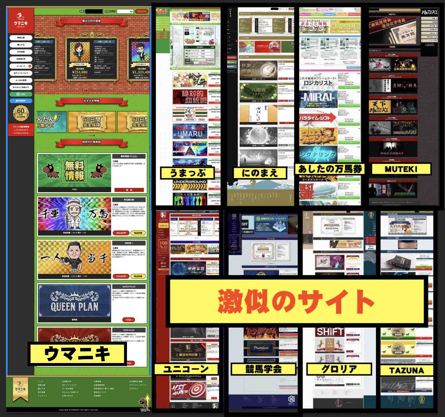 ウマニキとレイアウトが激似の競馬予想サイトの会員ページ