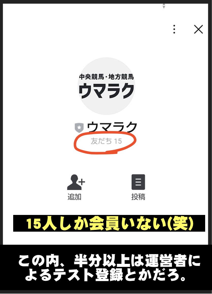ウマラクという競馬予想サイトの会員数が笑える