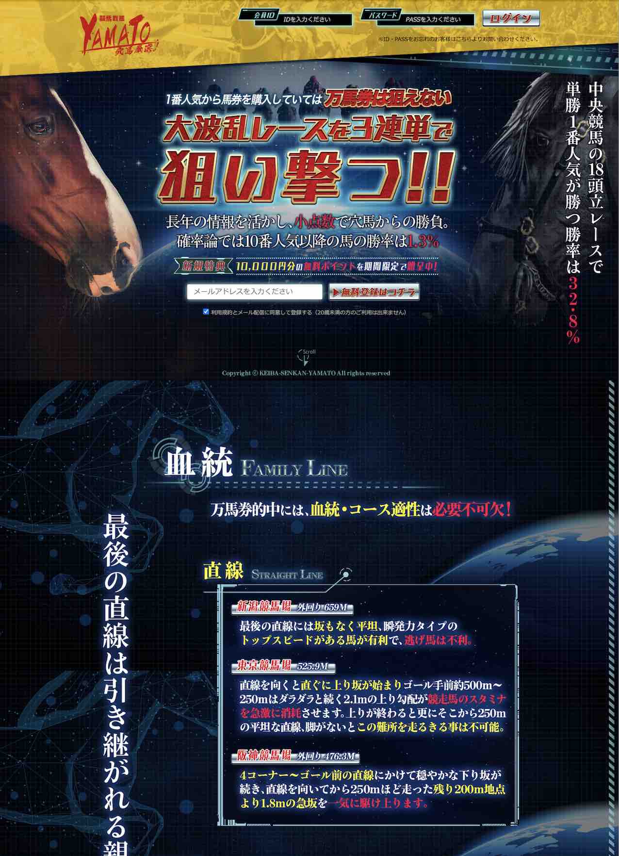 競馬戦艦YAMATO(ヤマト)という競馬予想サイトの非会員ページ