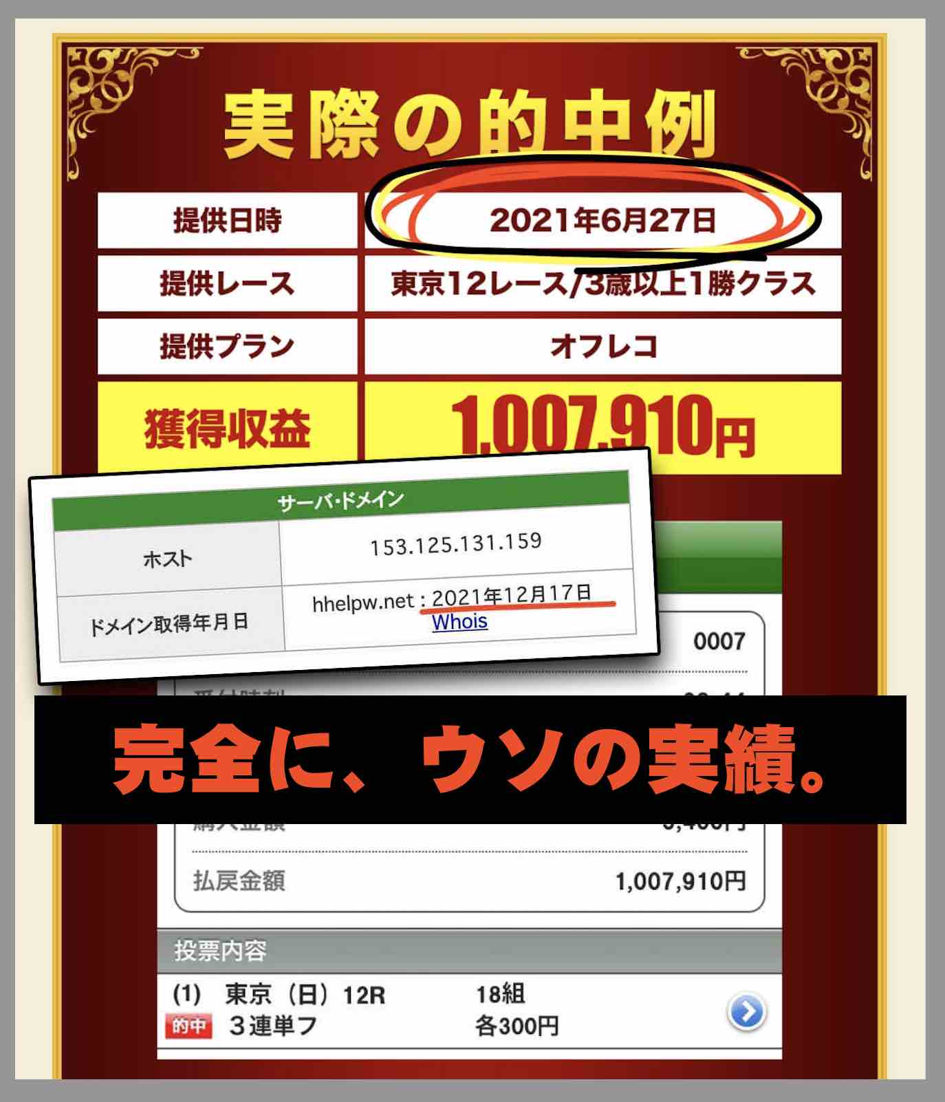 HELP(ヘルプ)という競馬予想サイトのウソの実績
