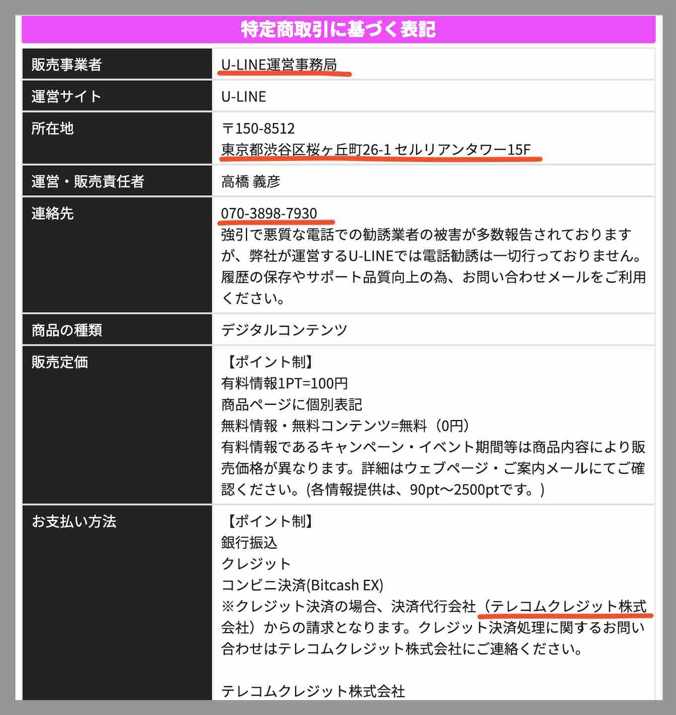 U-LINE(ユーライン)という競馬予想サイトの運営会社情報
