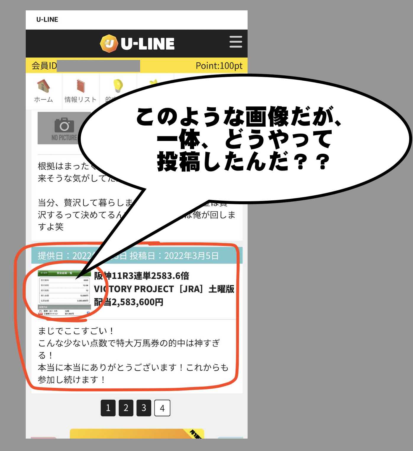 U-LINE(ユーライン)という競馬予想サイトのウソ?
