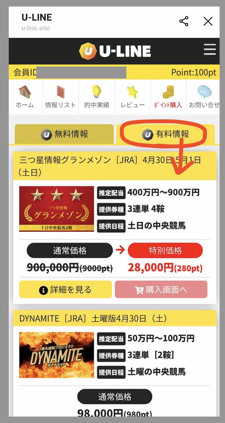 U-LINE(ユーライン)という競馬予想サイトが提供する競馬予想