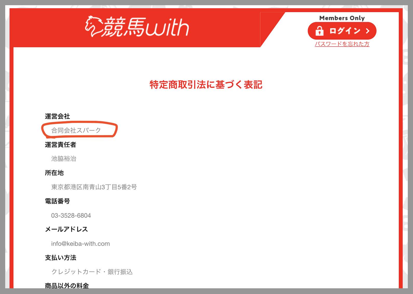 競馬with(競馬ウィズ)という競馬予想サイトの運営会社情報