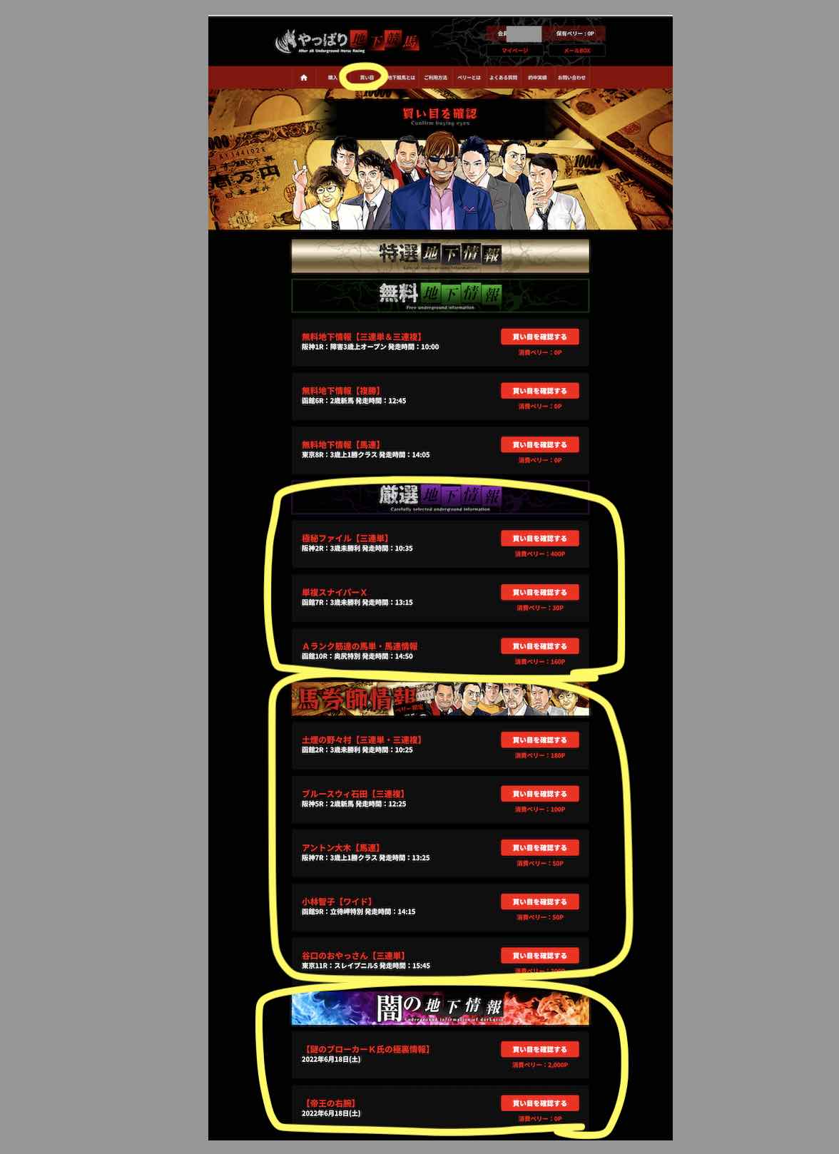 地下競馬という競馬予想サイトが提供する競馬予想