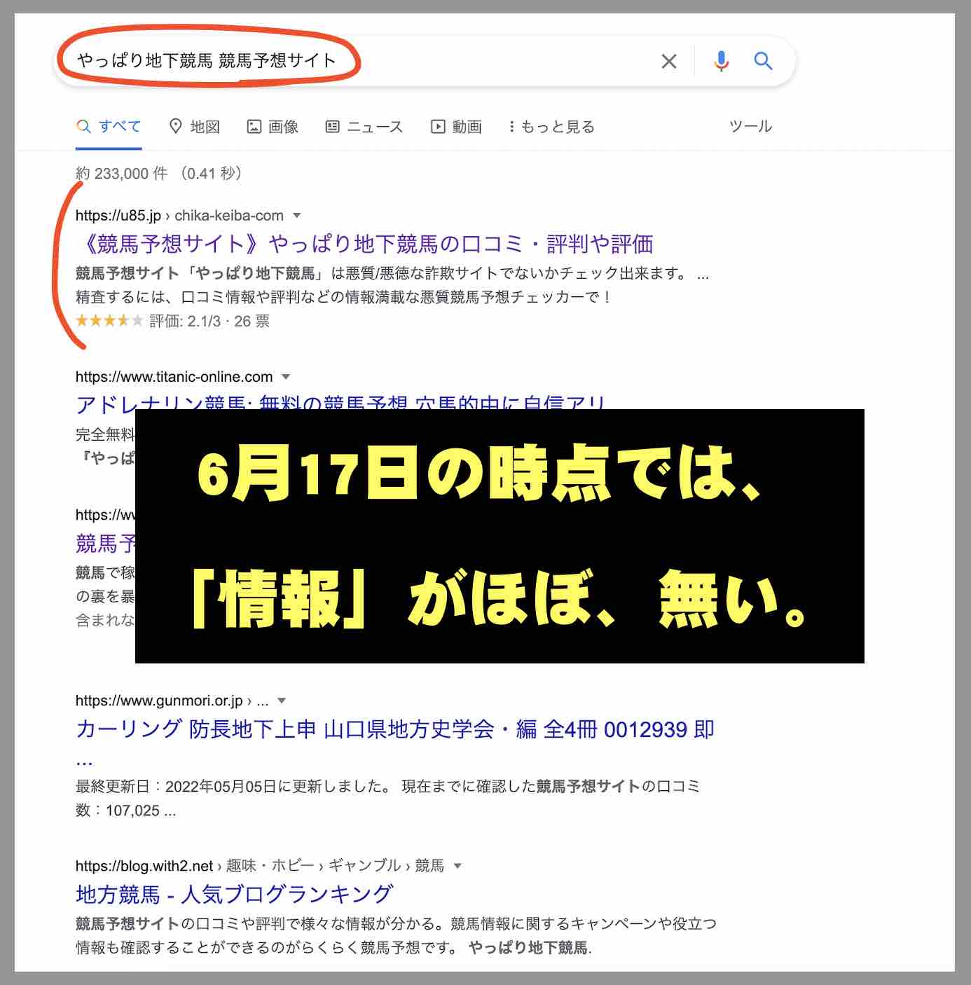 やっぱり地下競馬の情報検索した結果