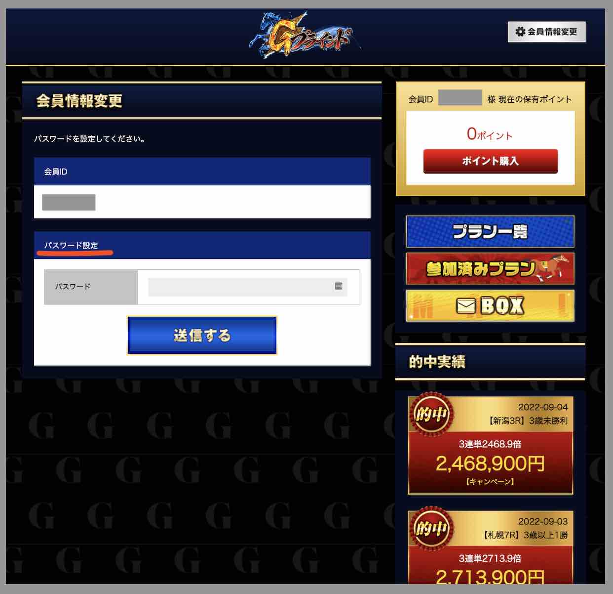 ブラインドGは自分でパスワードを設定する