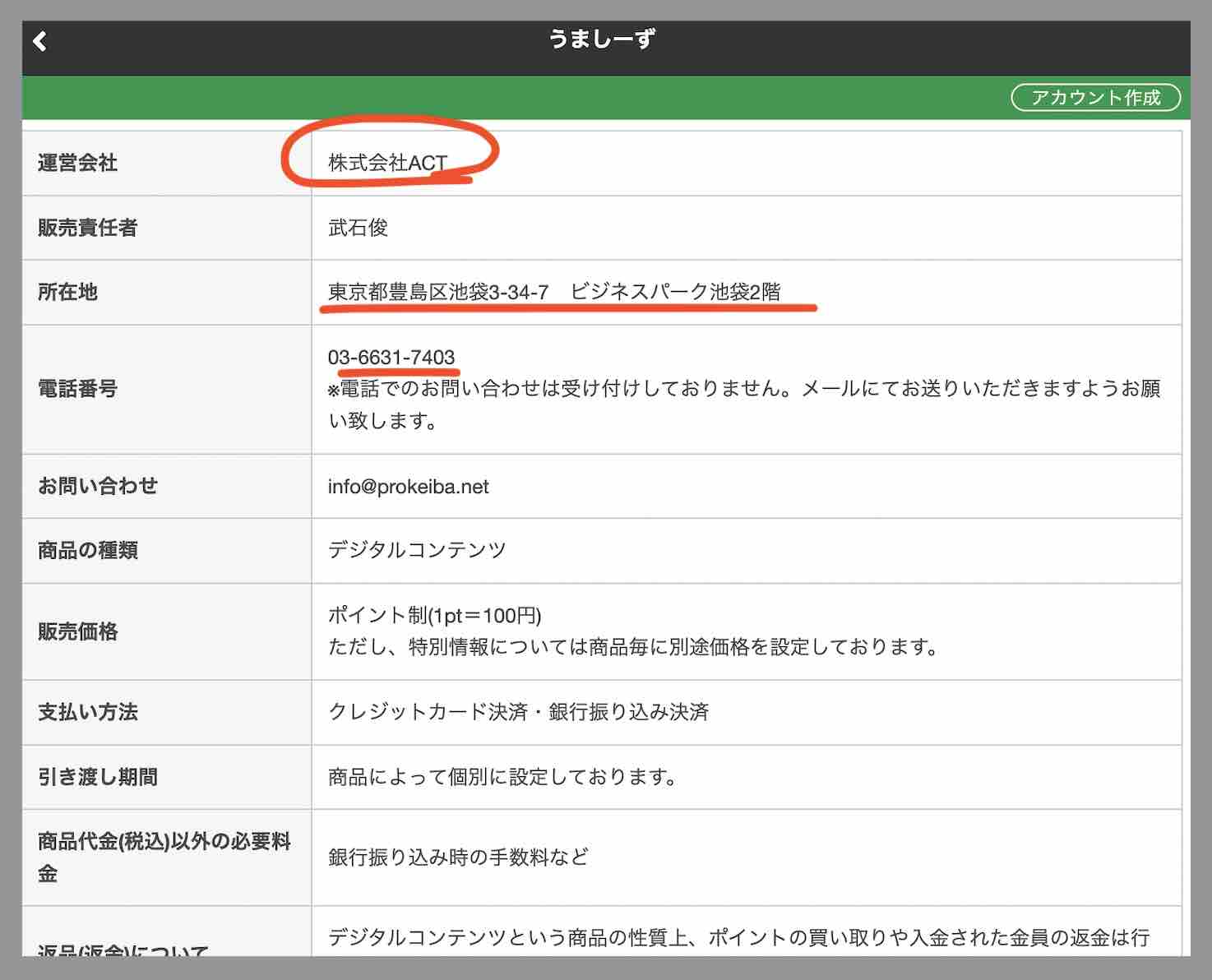 うましーずという競馬予想サイトの運営会社情報