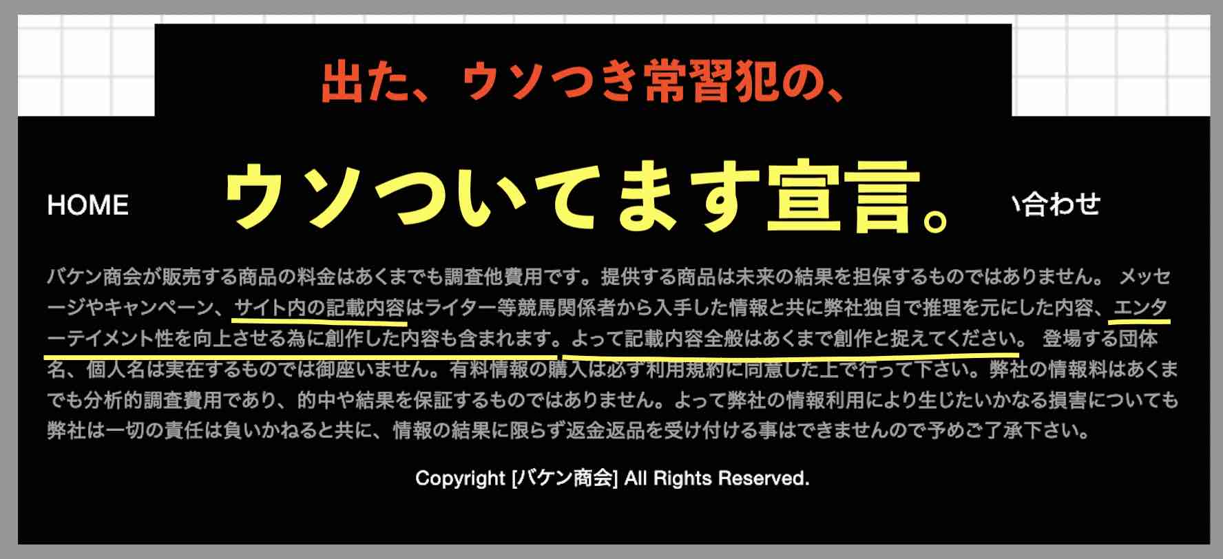 バケン商会の運営社はウソつき常習犯