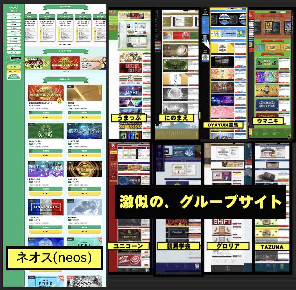 ネオス(neos)のグループサイトに似ている