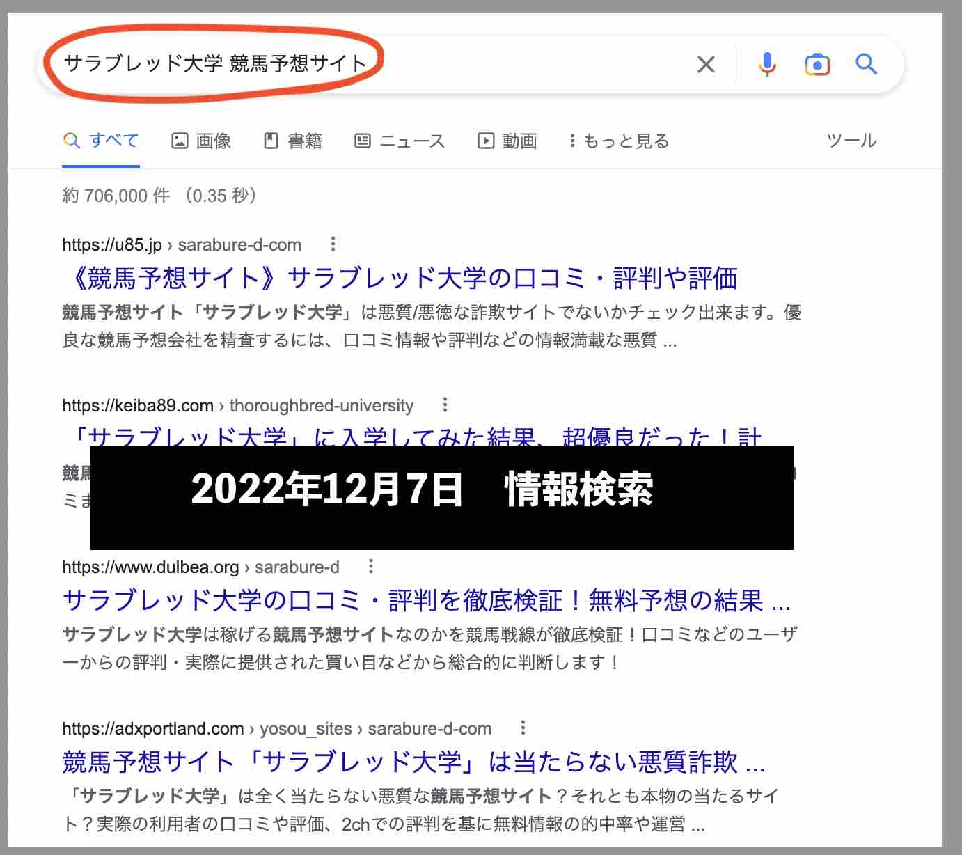 サラブレッド大学のサイト情報検索結果