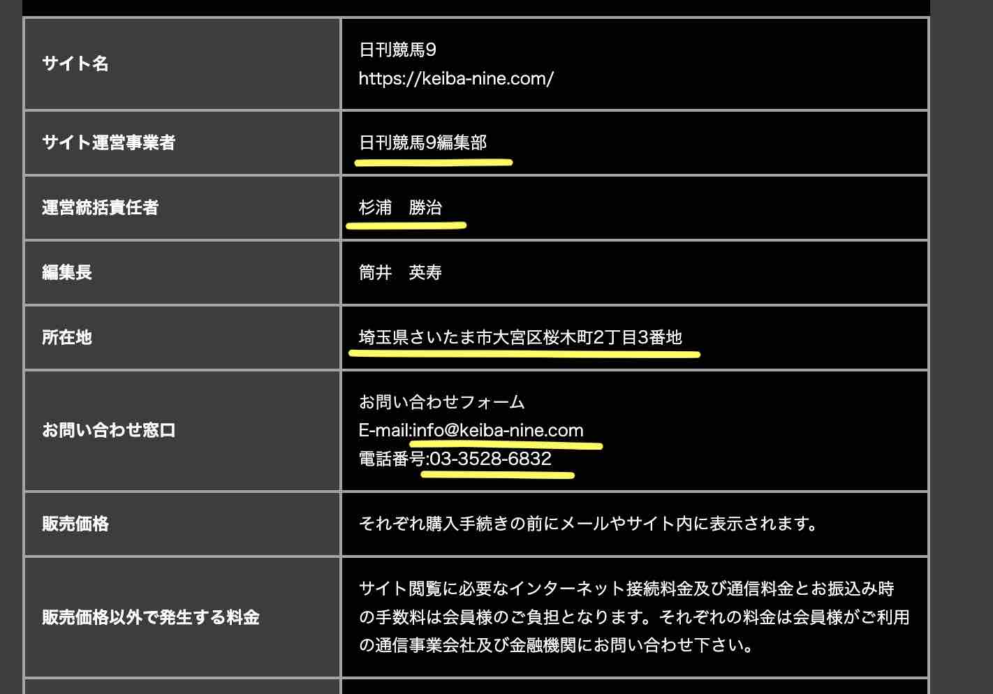 日刊競馬9という競馬予想サイトの運営会社情報