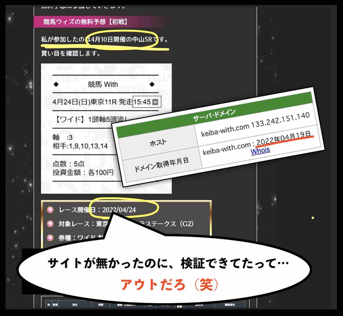 サイトが無かったのに検証していたというw