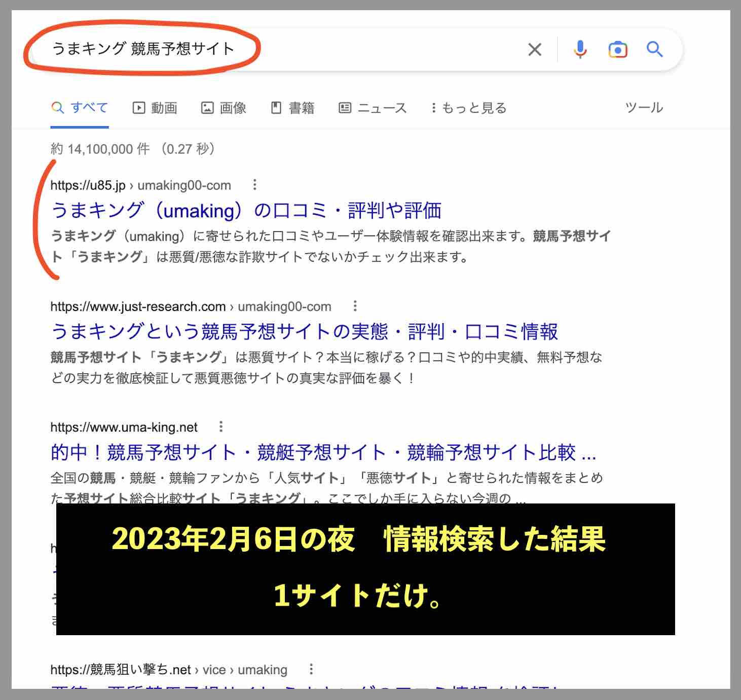 うまキングのサイト情報検索結果
