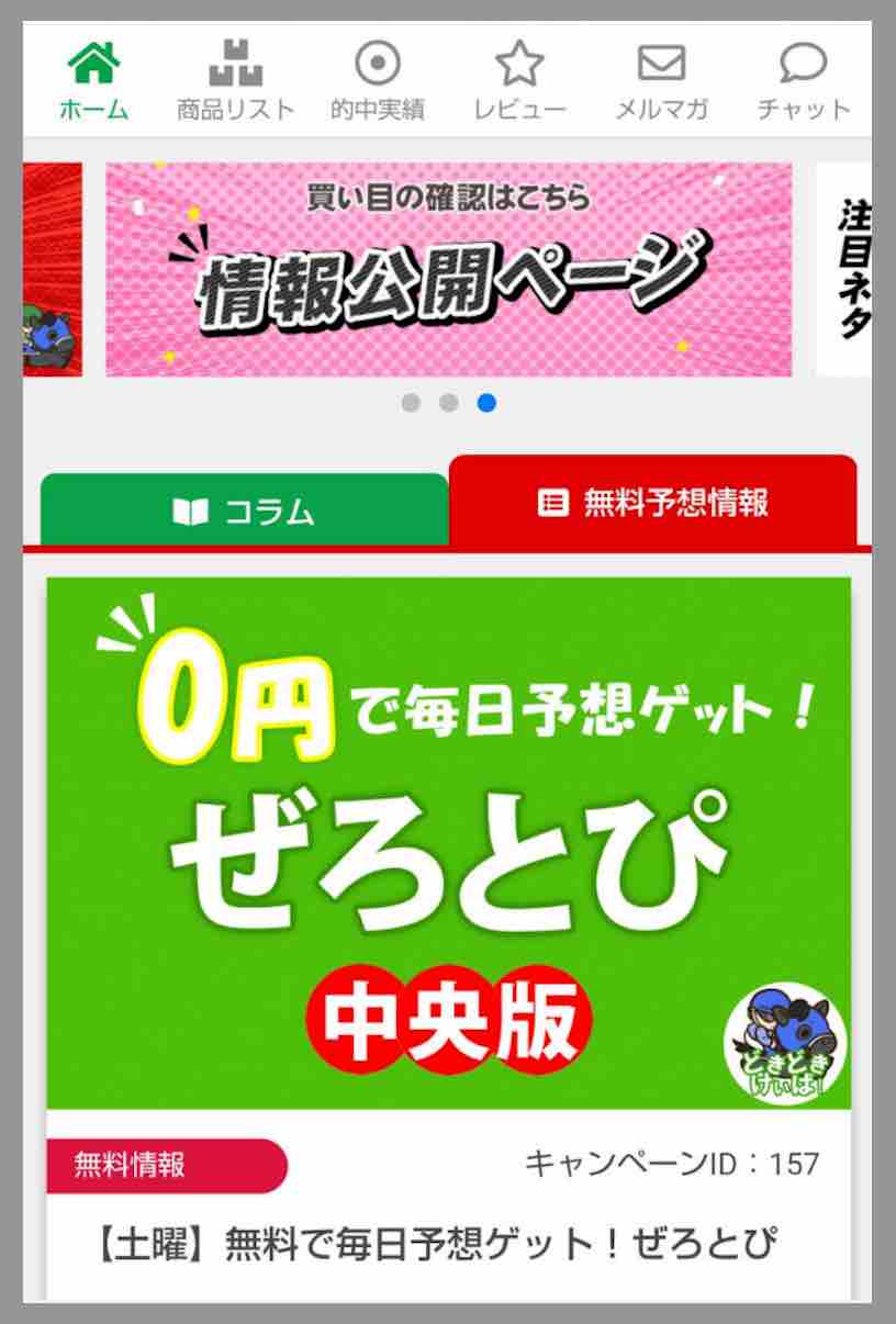 どきどきけいば(ドキドキ競馬)という競馬予想サイトの会員ページ