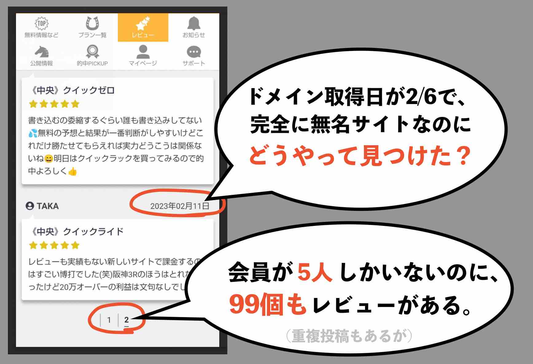 競馬予想サイト「馬クイック(ウマクイック)」の「利用者の声」を検証