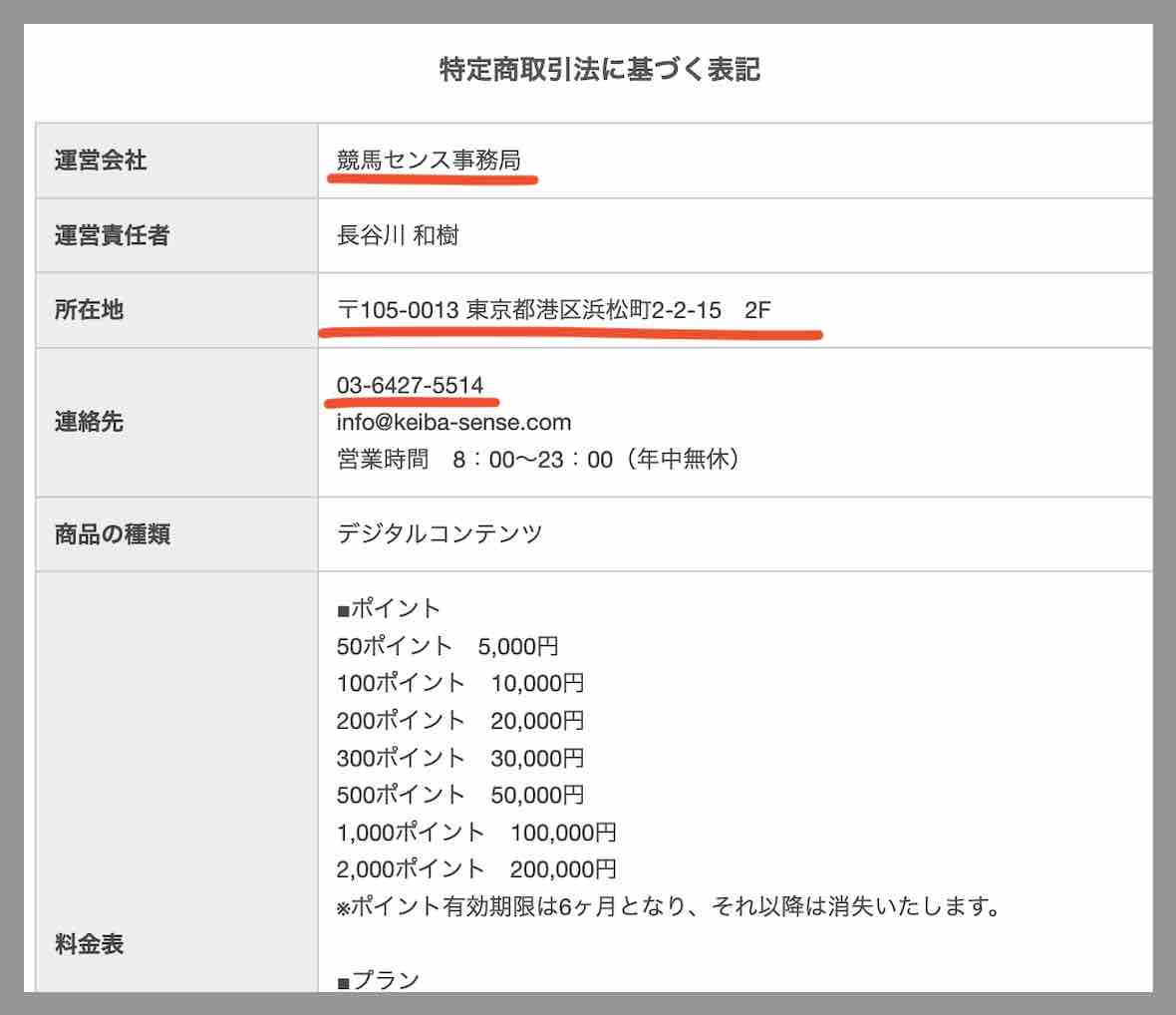 競馬センスという競馬予想サイトの運営会社情報