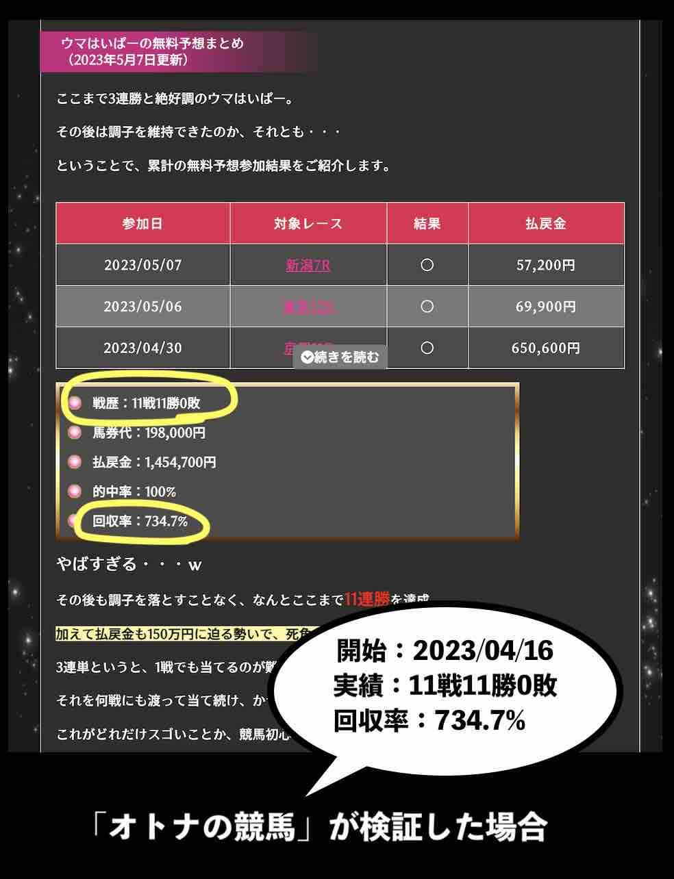 のことを怪しい検証で評価しているオトナの競馬