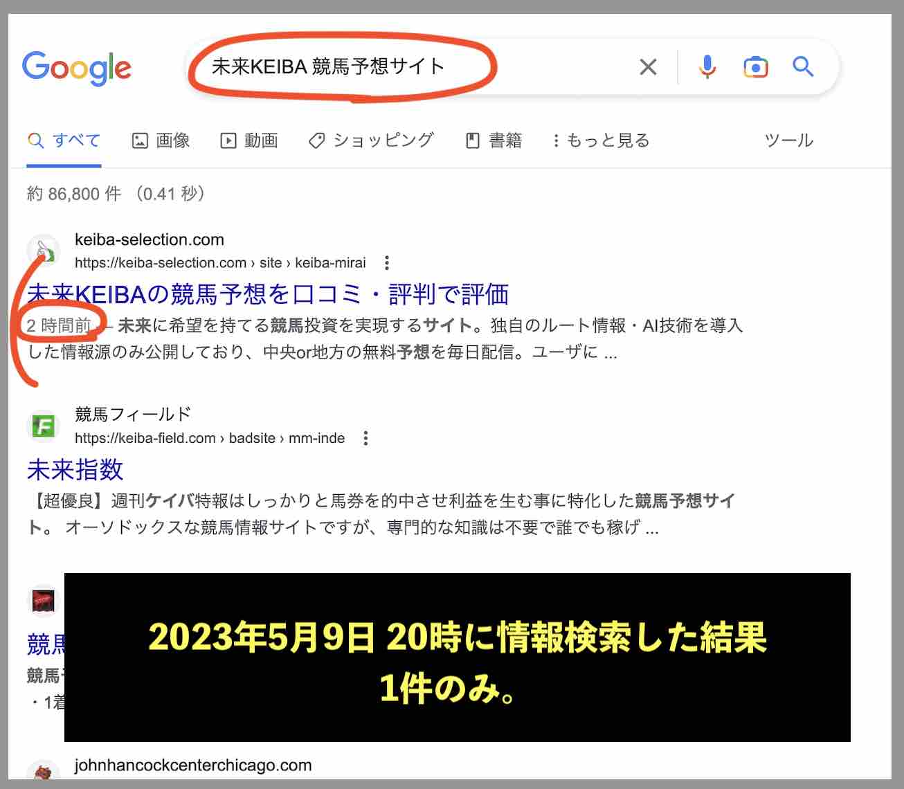 未来KEIBA(未来競馬)のサイト情報検索結果
