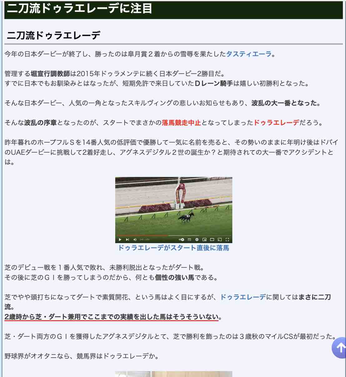 競馬コラム「二刀流ドゥラエレーデに注目」の画像
