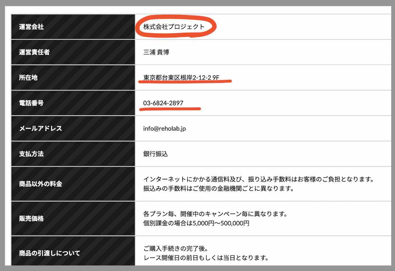 リホラボという競馬予想サイトの運営会社情報