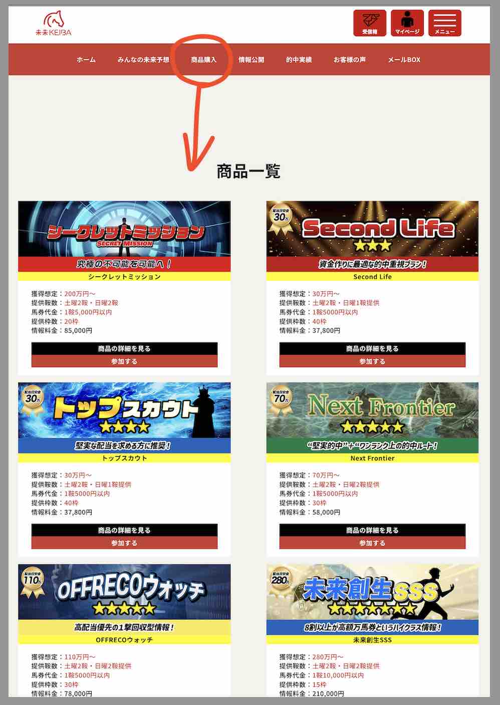 未来KEIBA(未来競馬)という競馬予想サイトが提供する競馬予想