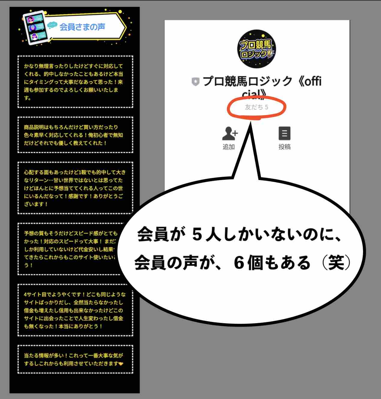 プロ競馬ロジックの会員数より多い「会員の声」