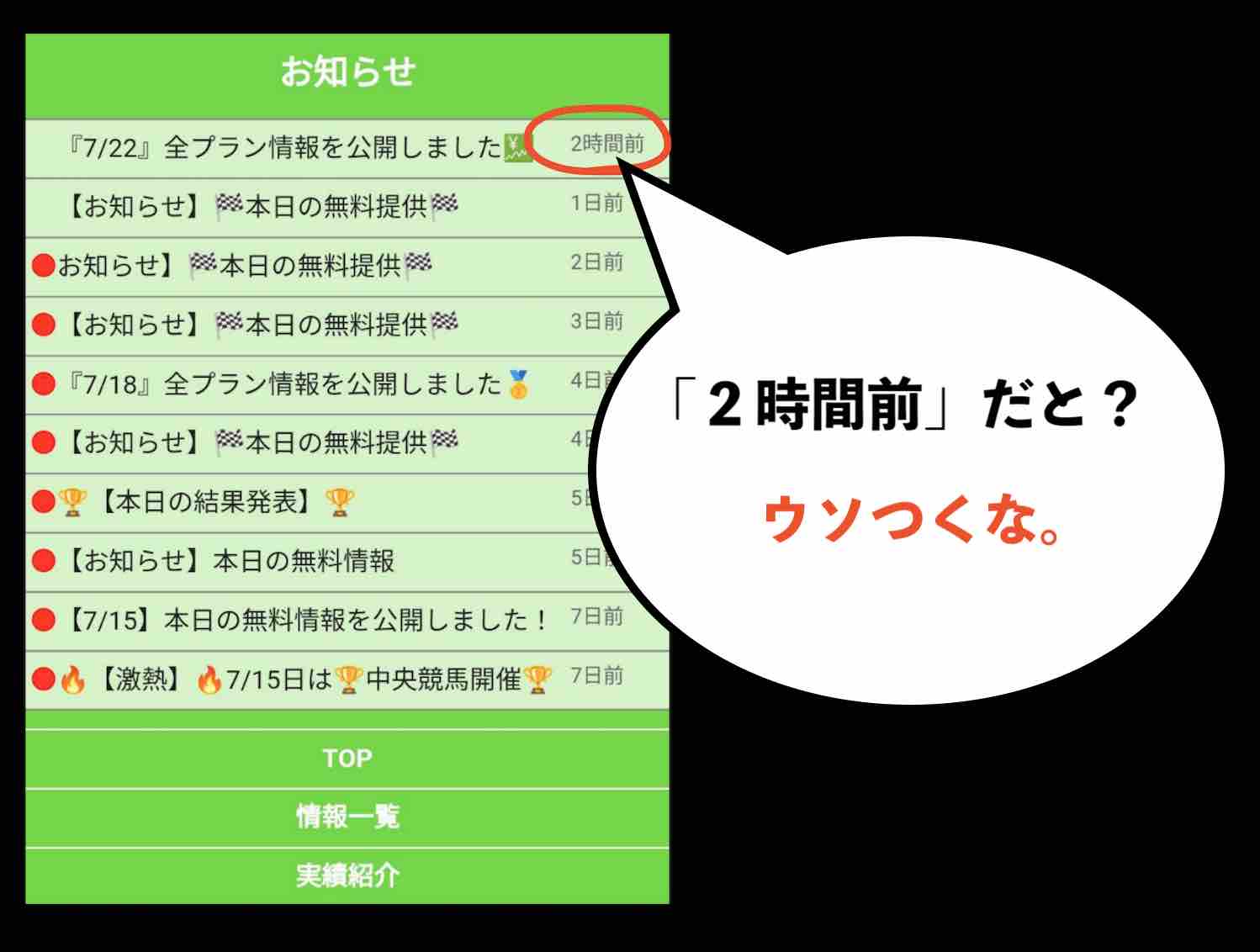 エキスパートダービーの「お知らせ」はウソをついている