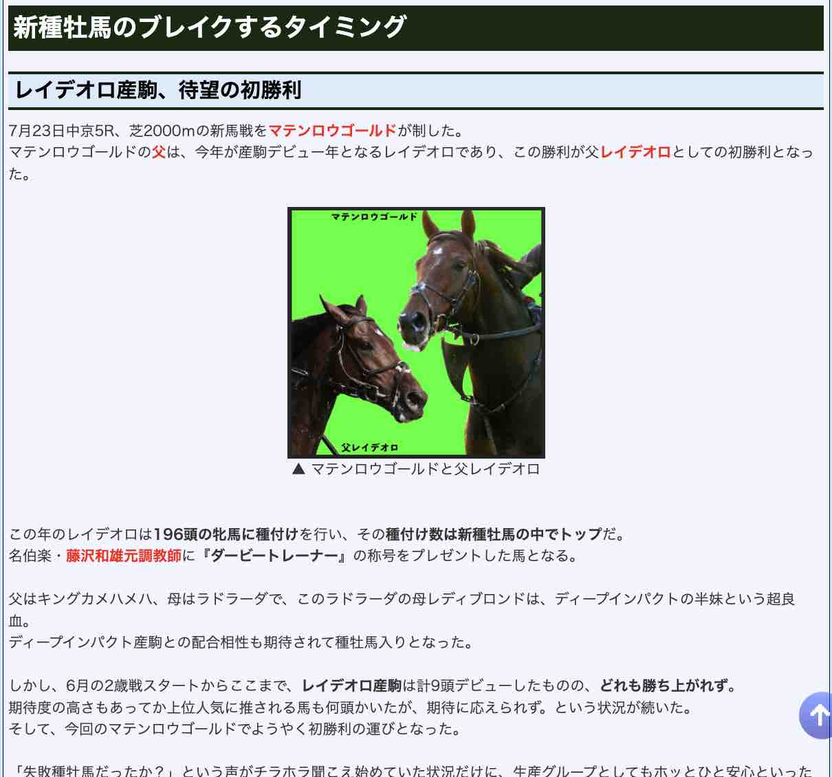 競馬コラム「新種牡馬のブレイクするタイミング」の画像