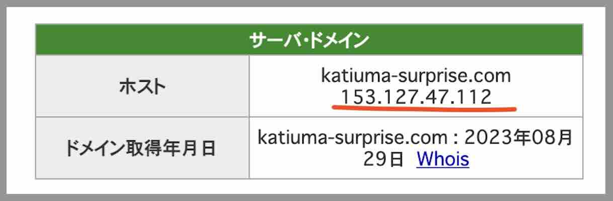 勝馬サプライズのIPアドレス
