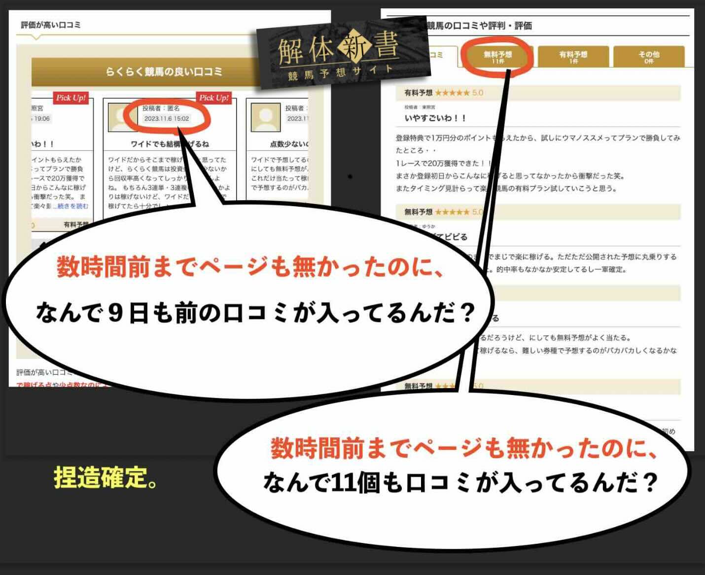 集客サイトの捏造確定