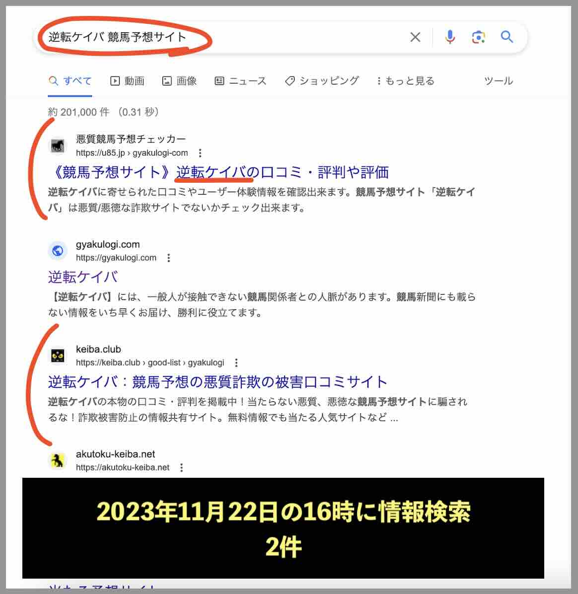 逆転ケイバのサイト情報検索結果