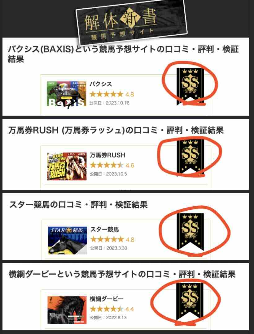 グループサイトは全てSS評価