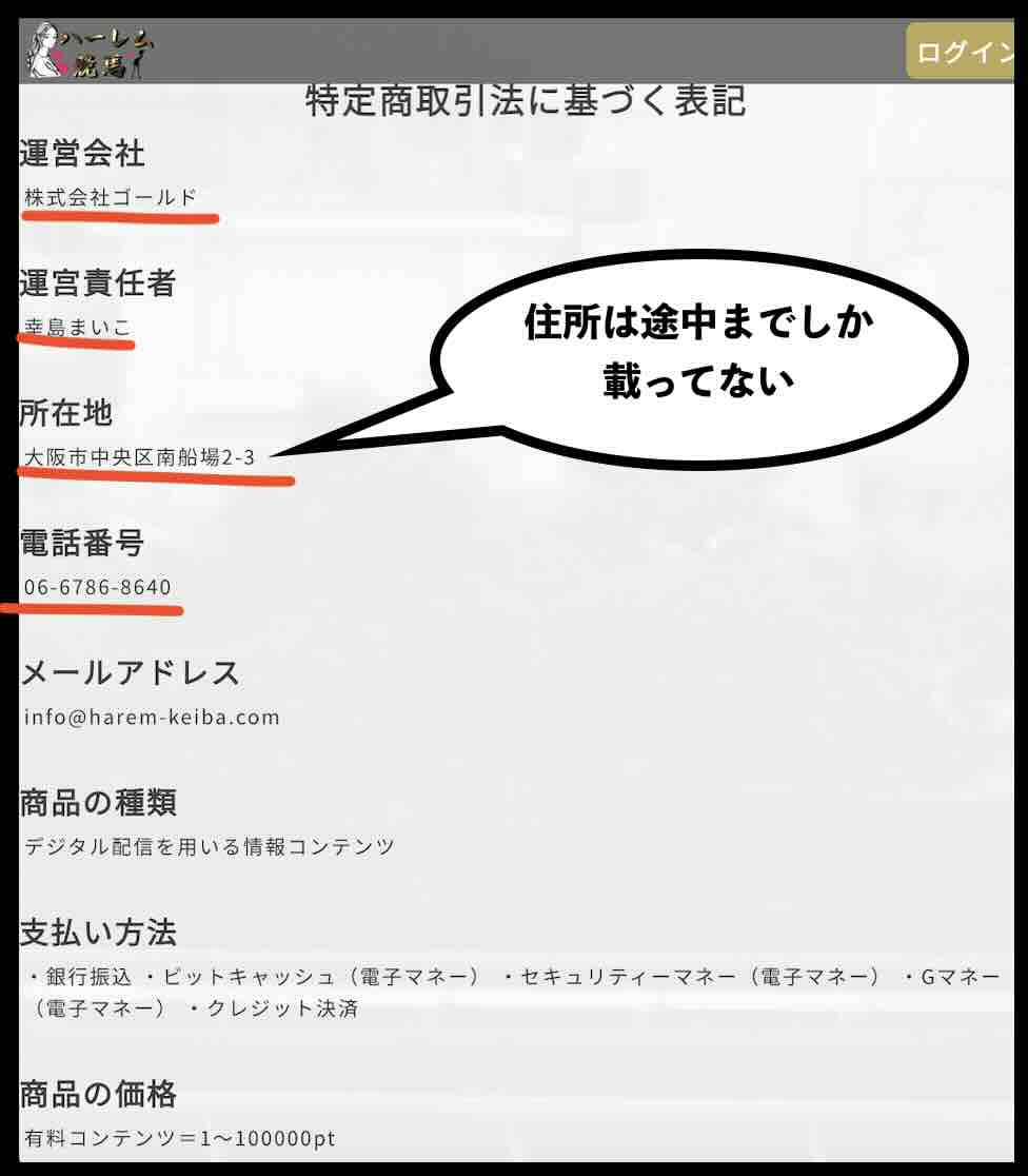 ハーレム競馬という競馬予想サイトの運営会社情報