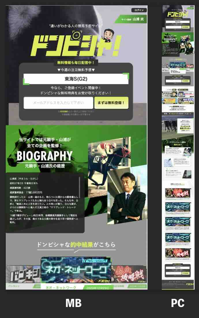ドンピシャという競馬予想サイトの非会員ページ