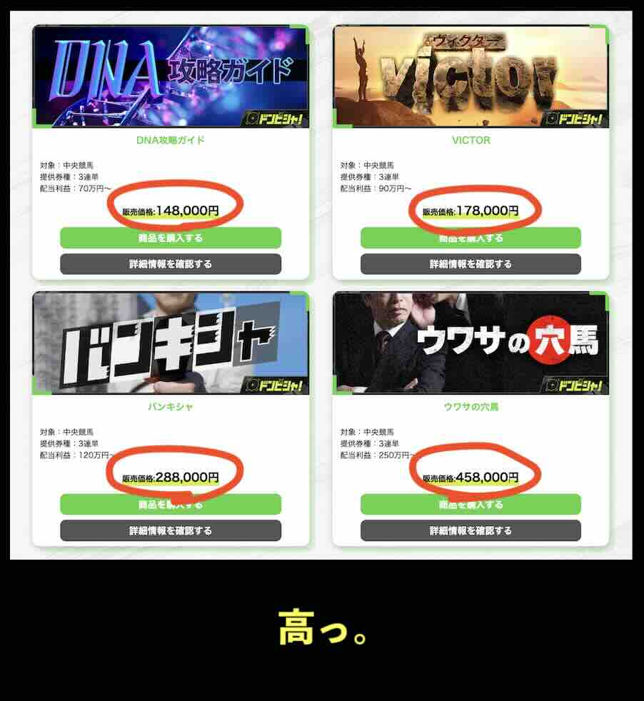 ドンピシャの競馬予想(有料情報)は値段が高い?