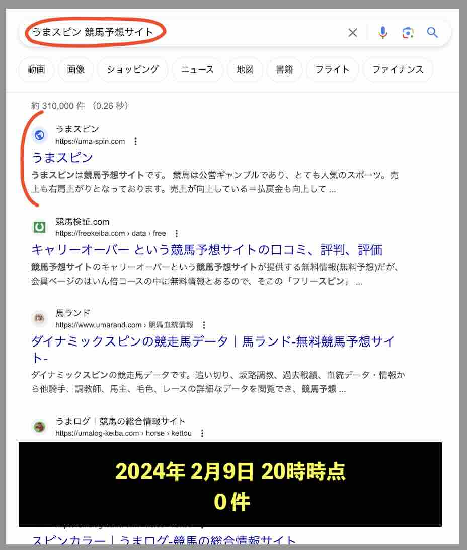 うまスピンのサイト情報検索結果