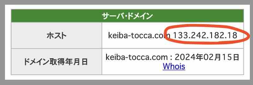 トッカのIPアドレス