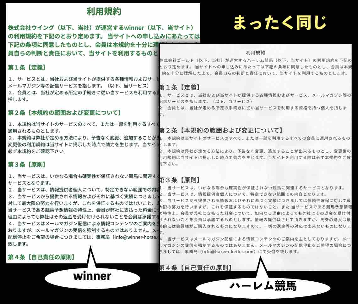 winner(ウィナー)の利用規約と同じ
